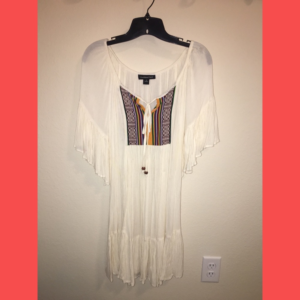 Flowy Cream Tribal Dress